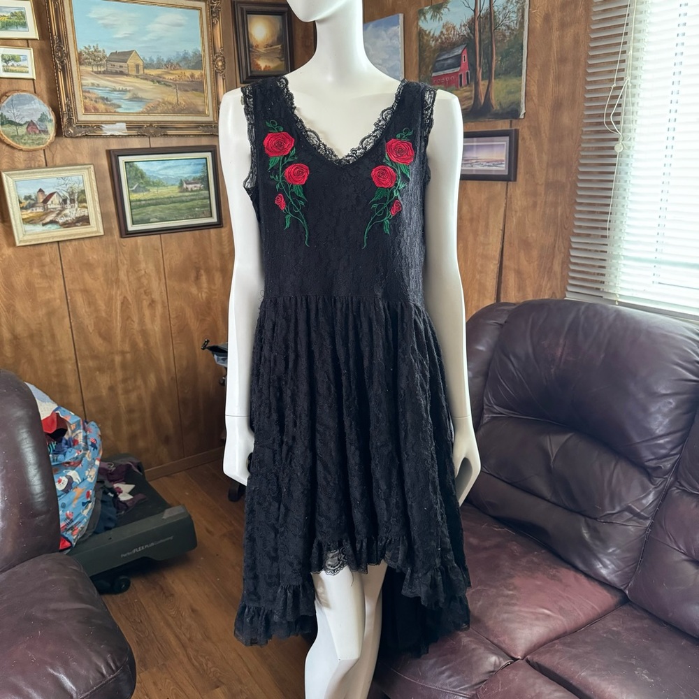 Spin Doctor Lace Floral Goth Dress